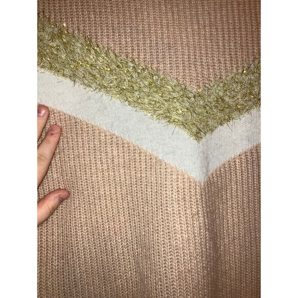 Nine West peach white and gold knit sweater size large - Picture 2 of 5